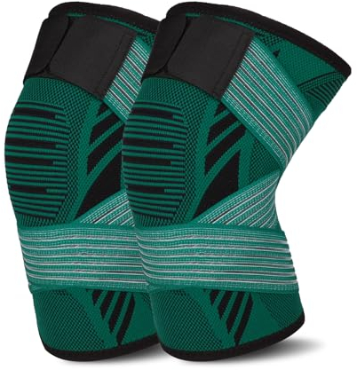 Supporto per Ginocchio da Uomo e Donna Ginocchiera Elastica Sportiva Tutore Ginocchio Fasce Ginocchio per Artrite, Dolore alle Articolazioni, Lesioni dei Legamenti Menisco e Rotula (M, verde scuro)