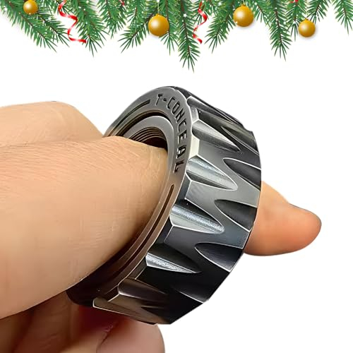 Dual Function Stainless Steel Motorcycle Tire Fidget Ring, Fidget Spinner Hochleistungs Toy Metall Edelstahl Lager, Anti Angst Spielzeug für Erwachsene Kinder Anti Stress Relief Finger Spinner (D)