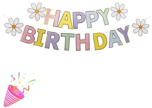 JEKUGOT Macaron Happy Birthday Banner - Pastel Party Decoration Supplies, Birthday Bunting for Home or Garden