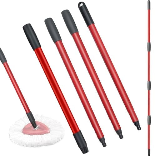 XIANGBIN Spin Mop - Manico di ricambio per mocio compatibile con Vileda Spin Mop, 4 sezioni da 76,2 cm a 147,3 cm, manico di ricambio EasyWring per la pulizia dei pavimenti