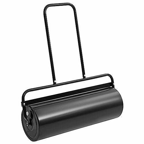 Homgoday Garten Rasenwalze mit Griff Schwarz 63L Eisen und Stahl Rasenwalzen Outdoor&Garden