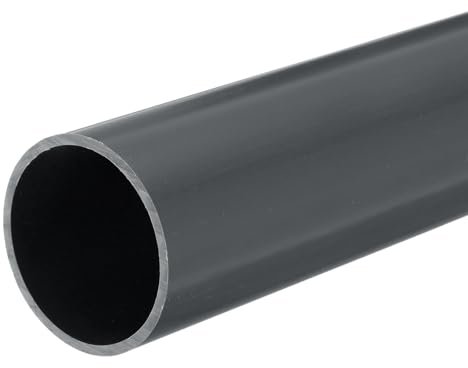 QUARKZMAN Tube Rigide en PVC Tube Rond 45,2mm ID 50mm OD 20cm de Long Gris Foncé pour Conduite d'Eau, Manchon de Câble