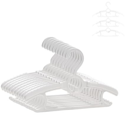 ManGotree Perchas de Bebé para el Armario de la Guardería, 28cm-36.8cm Perchas Antideslizantes Ajustables para Niños, Ahorro de Espacio Perchas Apilables para Bebé Niño Pequeño (Paquete de 10, Blanco)