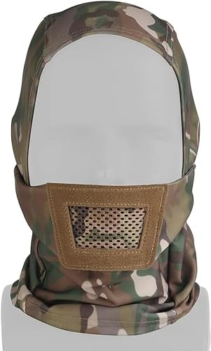 Versión mejorada: pasamontañas de malla para airsoft, máscara táctica protectora de cara completa estilo ninja para protección al aire libre, ajustable, máscara protectora de boca de malla
