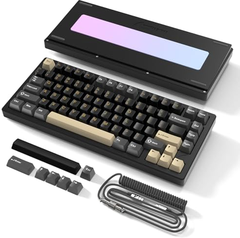 ATTACK SHARK X75 VIA Vollaluminium Kabellose Mechanische Gaming-Tastatur, BT/2.4GHz/USB-C Kabel, Hot-Swap Vorgeölte Lineare Schalter RGB, 75% QWERTY-Layout Mit Fünfschichtiger Polsterung -Schwarz