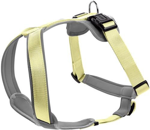 HUNTER Hundegeschirr NEOPREN, Farbe: Matcha/grau, strapazierfähiges Nylon, mit weichem Neopren gepolstert, reflektierendes 3M Scotchlite Reflective Material, pflegeleicht, komfortabel, Größe: S