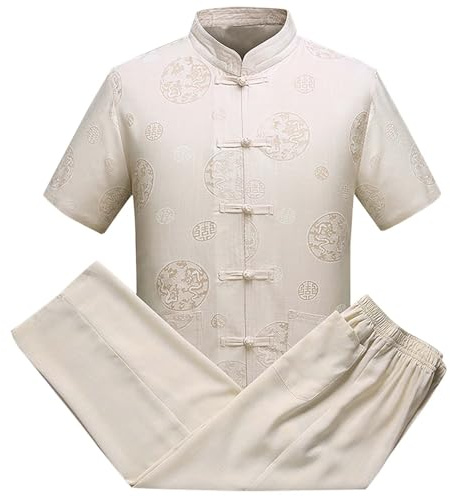 Giacca da uomo in tessuto modello estivo tradizionale cinese abbigliamento per uomo abiti in lino Tang Suit Top pantaloni set da uomo vestiti orientali suite di allenamento slim fit
