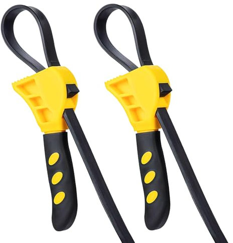 Naseom 2 chiavi a cinghia in gomma, set di chiavi a cinghia regolabili, 500 mm, chiave a cinghia per filtro dell'olio, in gomma resistente, chiave per cintura da 15,2 cm, per meccanici idraulici fai