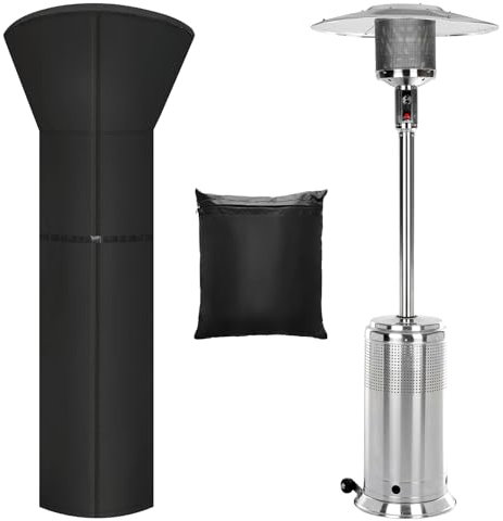 Windspeed Patio Heater Cover, 420D Outdoor Heater Cover for Standing Lamp Garden with 2 Meter Zipper/ Storage Bag/ Buckle (226 x 85 x 48 cm)