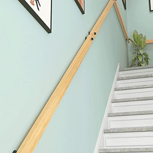 Holztreppen-Handlauf-Set mit rutschfestem Geländer, Massivholzgeländer für den Innenbereich, Loft-Treppen, Wand-Handlauf, 50 cm, Holzfarbe.