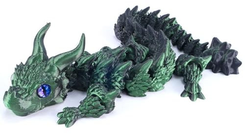 HTGWCG 3D Gedrucktes Drache, Beweglicher 3D Drache Figuren Realistische Beweglicher Drachen rwachsene Kinder Geschenke Spielzeug fur Home Desk Decor Ornament (Laser Schwarz Grün)
