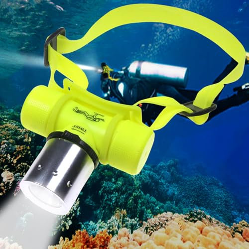 MODOAO Tauchen Scheinwerfer, hohe Lumen Tauchen Schwimmen Scheinwerfer Licht Unterwasser Taschenlampe und wasserdichte Camping Outdoor Kopf Taschenlampe Taucher Fackel Scuba Sicherheitsleuchten