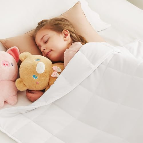 CuteKing Gewichtsdecke – Gewichtsdecke mit hochwertigen Glasperlen – atmungsaktive, schwere Decke für bequemen Schlaf – dicke Decke für alle Jahreszeiten (4,5 kg, 127 x 152,4 cm, Weiß)