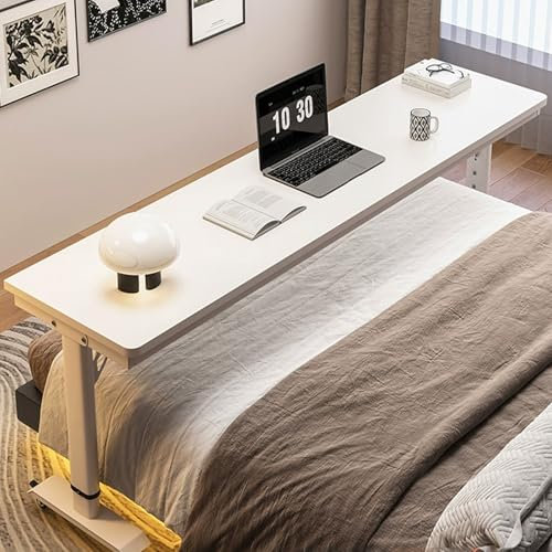 DSEWTEZXI Modern höhenverstellbar laptoptisch, Schlafzimmer betttisch mit Rollen, Standing Desk auf Rollen, Mobile computertisch auf Rollen, pflegebett beistelltisch, für Zuhause und das Büro.
