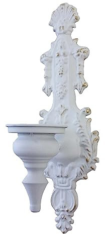 Wandkerzenhalter aus Eisen, Wandmontage, rustikaler Kerzenhalter für Wohnzimmer, Esszimmer, Shabby Chic, Wanddekoration, antikes Weiß