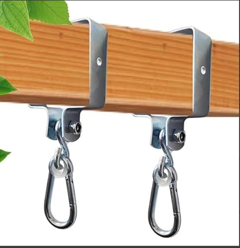 Grillix 2 Pezzi Gancio per Altalena da Legno, con Nylon Cuscinetto e Chiusura Moschettone, Piazza 9x9cm, Resistenza All'usura, Bassa Rumorosità, Adatto Varietà Altalene, Amache e Parchi Gioco
