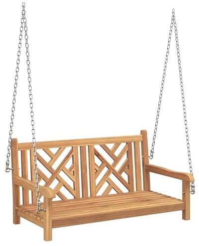 Eleganz Schaukelbank aus Teak-Massivholz für Garten und Terrasse - Robust und langlebig - Ideal zum Entspannen im Freien - 114 x 60 x 64 cm