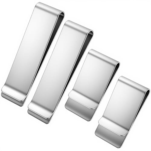 guduling 4pcs Money Clips for Cash,Stainless Steel Slim Cash Clip,Silver | Portable Metal Slim Money Clips for Card Receipts,Stainless Steel Credit Card Holder for Men and Women,Lightweight,Luxurious