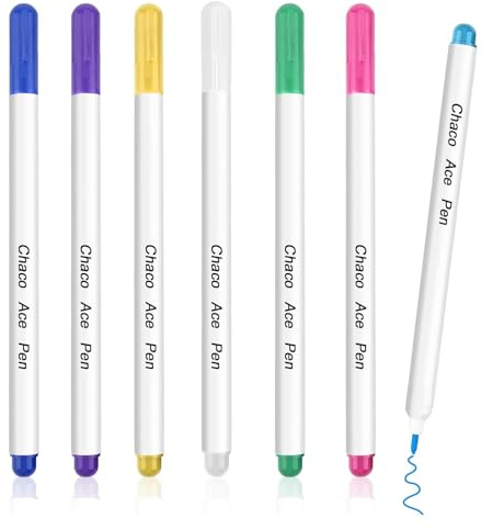 7PCS Trickmarker Nähen, Schneiderkreide, Selbstlöschend & Wasserlöslich Stoffmarkierstift, Selbstlöschend und Waschwasserlöslich, Schneiderkreide Stifte für Nähen Zubehör, für Stoff und Handarbeiten
