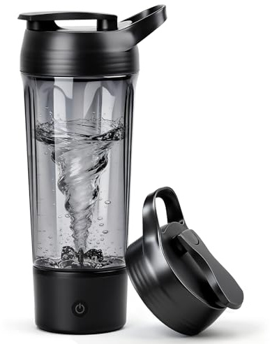 RDTOK Shaker electrique 1000ml, shaker proteine usb rechargeable, shaker électrique pour poudre de potéine avec base amovible, sans BPA, anti-fuite (Gris foncé)