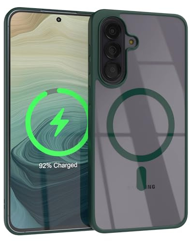 EAZY CASE Hülle für Galaxy A57 kompatibel mit Qi Charging Ultra Aufprallschutz Stoßfest und Kratzfest dünne Schutzhülle mit Kameraschutz Silikon Cover Clear Hybrid Handy Case Nacht Grün - Qi Charging