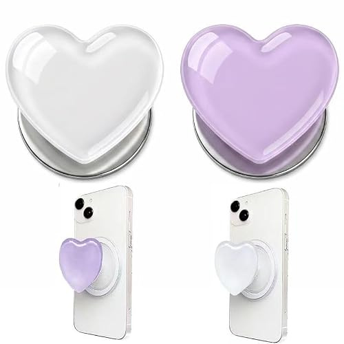Waoferfio 2 Pack Magnetic Phone Grip & Universal Phone Holder,Cute Heart-Shape with Kickstand, Phone Grip with Stand for Hands-Free Viewing