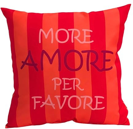 Wetterfestes Outdoor-Kissen mit Füllung – Wasserabweisend, UV-beständig & Pflegeleicht –1 Wendekissen für Garten, Balkon & Terrasse–Verschiedene Designs (Orange/Pink - Amore/Zitrone, 40x40 cm)