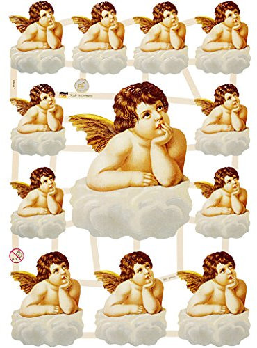 Glanzbilder, 16,5x23,5 cm, nostalgische Engel, 3 Blatt