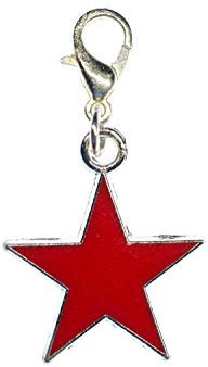 Miniblings Stern Charm Sterne Star Weihnachten rot - Handmade Modeschmuck I Kettenanhänger versilbert - Bettelanhänger Bettelarmband - Anhänger für Armband