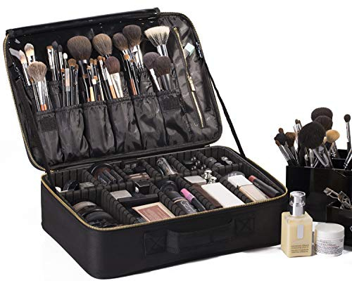 ROWNYEON Makeup Case Kosmetiktasche Make-up Fall Makeup Zug Case Make-up Case Tragbare Eva Make-up Tasche (Black, Large)