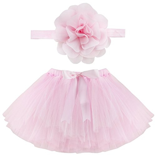 Musuntas - Costume per bebè per fotografia, tutù con banda per il capo con fiore, colore: rosa