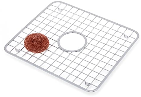 iDesign Gia Griglia Lavandino, Normale con Foro, Metallo, Argento, 32.5x28x0.2 cm