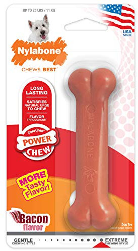 Nylabone Dura Chew Extreme Tough Dog Chew Toy Bone, Bacon Flavour, S, for Dogs up to 11 kg