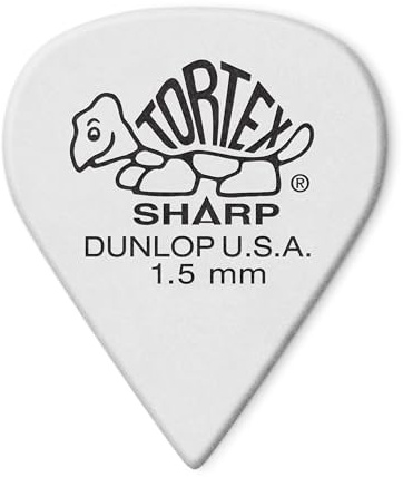 Dunlop 412R1.5 Tortex® Sharp, White, 1.5mm, 72/Bag
