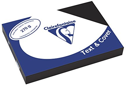 Clairefontaine 2730C Druckerpapier Text & Cover DIN A4, 21 x 29,7cm, 270g, 1 Ries mit 100 Blatt, Ledergeprägt Schwarz