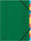 Exacompta 54123E Premium Ordnungsmappe geheftet. Aus extra starkem Colorspan-Karton DIN A4 12 vollfarbige bunte Fächer und 2 Gummizüge mit Organisationsdruck Ringmappe Register-Mappe grün