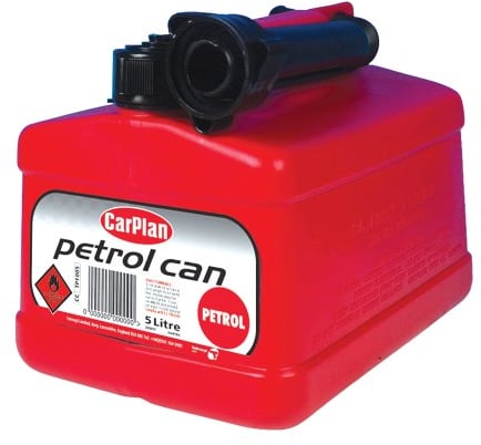 CarPlan TPF005 Tetracan Leaded Petrol Can 5L with Cap Oil Spirit Fuel Jerry Transport and Storage Ideal For Cars Vans 4x4's Caravan Motorhomes Motor Garage Car Includes Spout 5 Litre Red