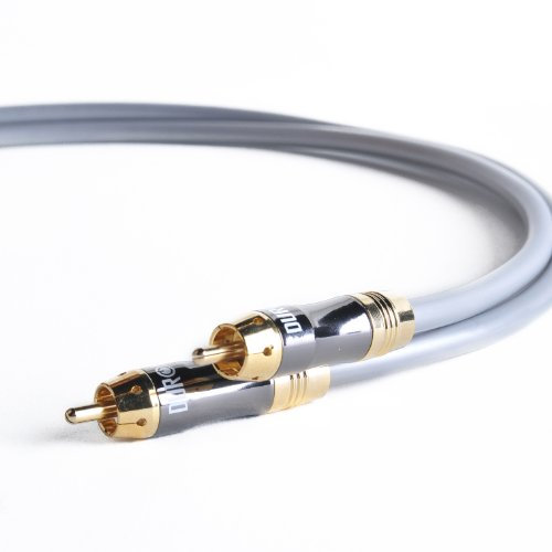 Duronic 1R003/2 24k Gold Single RCA Phono Male to Male Gold Audio Speaker Cable Lead 2 Metres
