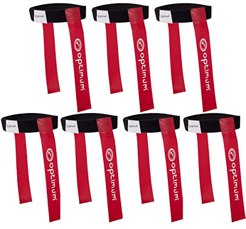 OPTIMUM Unisex-Adult Touch Rugby Tackle Tag Gürtel und 2 Flaggen (7er Pack) -Rot, Pack of 7