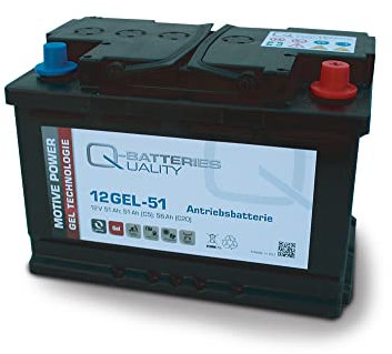 Q-Batteries 12GEL-51 Antriebsbatterie 12V 52Ah (5h), 60Ah (20h) wartungsfreier Gel-Akku VRLA