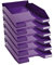 Exacompta 113220D 6er Pack Premium Briefablage Combo Midi DIN A4. Ideale Briefkörbe für Ihre Organisation. Robuste und stapelbare Ablagekörbe violett glossy