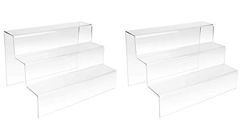 display4top 3 Step Acrylic Display Stand Counter Retail Riser Polish Plinth ,2 PACK(200 * 200 * 200mm)