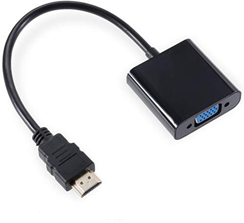 LAAT 1PCS Cable Adaptador HDMI a VGA 1080P para Chromebook Reproductor de DVD Computadora Portátil PC Raspberry Pi TV Box Ultrabook Negro(Sin Audio)