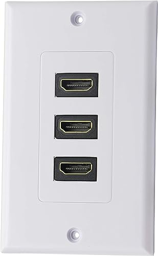 zdyCGTime Placa de pared decorativa HDMI 2.0 de 3 puertos Panel de de pared de audio y video compuesto de HDMI, compatible con 4K 60Hz 1080P Perfecto para proyector y cine en casa