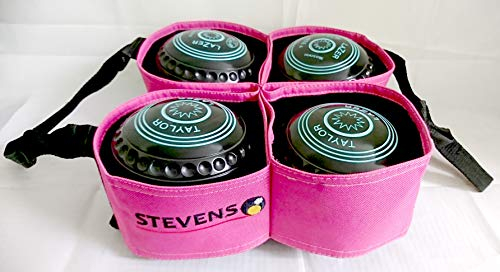 Stevens 4 Bowl Carrier Crown Green Short Mat Lawn Bowls (Pink)