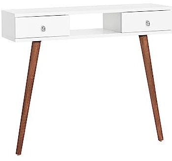 MyosHome - Console d'Entrée Blanc et Chêne 90 x 30 x 77 cm avec Deux Tiroirs. Temis