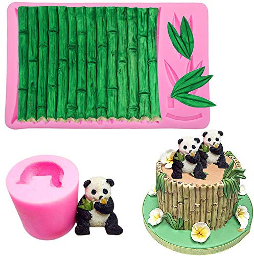 2 Stück/Set 3D Panda & Bambus Silikonformen Bambus Kuchen Bordüre Fondant Formen Zuckerwerk Kuchen Dekorieren Werkzeuge Süßigkeiten Schokolade Bumpaste Formen Panda DIY Kerze Wachs Seife Form
