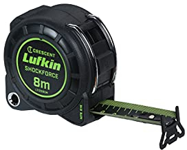 Lufkin L1125BCM 3cm x 8m Shockforce Night Eye Doppelseitiges Maßband, 30 Meter Fall Getestet - Version mit Schwarzer Klinge