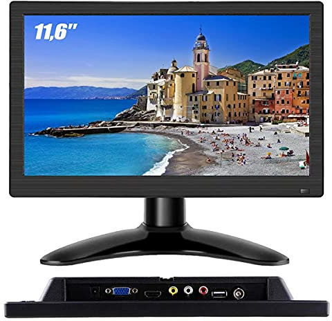 Monitor LED portátil 11,6 IPS HD 1920 x 1080 p, plug & play con VGA/BNC/HDMI/AV/USB/DC, entrada para PS3/PS4, Xbox One, PC, Raspberry Pi, cámara de seguridad