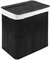 Panier à linge avec couvercle et compartiment - solide boîte à linge en bambou - Panier à linge noir avec sac à linge, lavable - 100% bambou - 72 litres